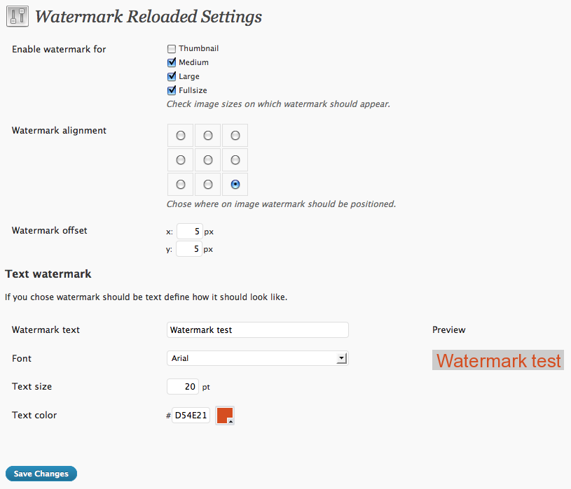 WordPress 图片水印插件 - Watermark Reloaded